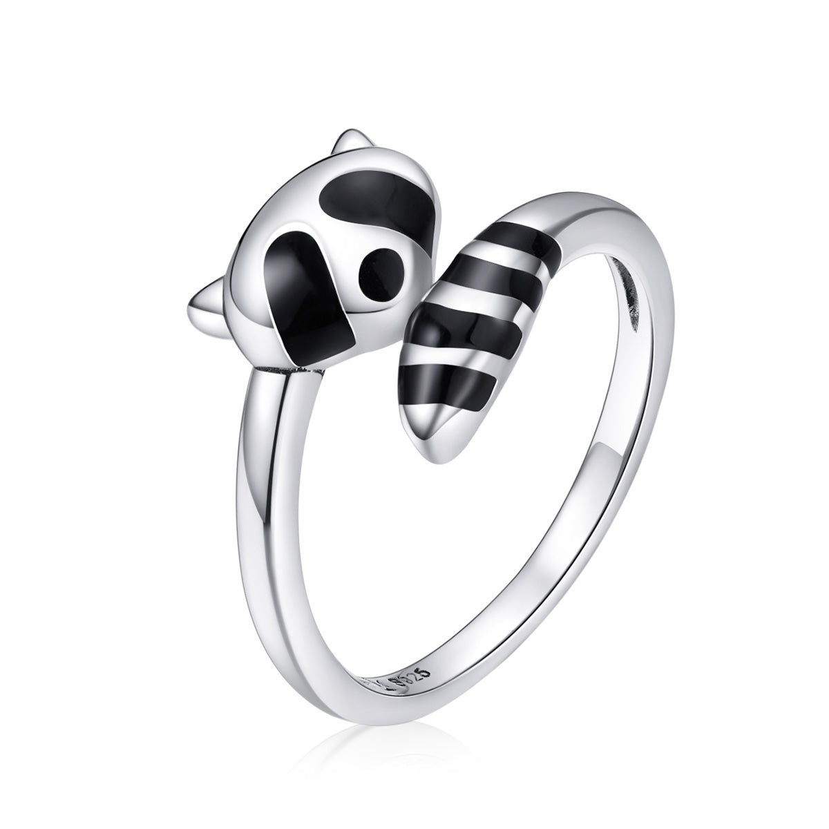 Cute Raccoon Ring with Adjustable Opening S925 Pure Silver Ring